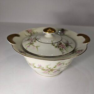 Theodore Haviland New York Rosalinde Sugar Bowl With Lid And Gold Accents